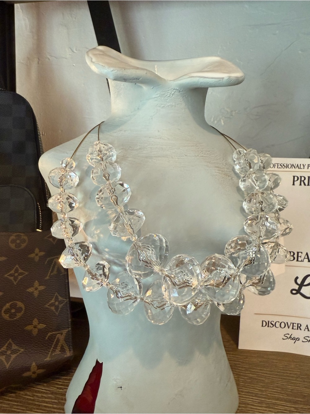 Joan Rivers Clear Faceted Crystal Bead Statement Necklace